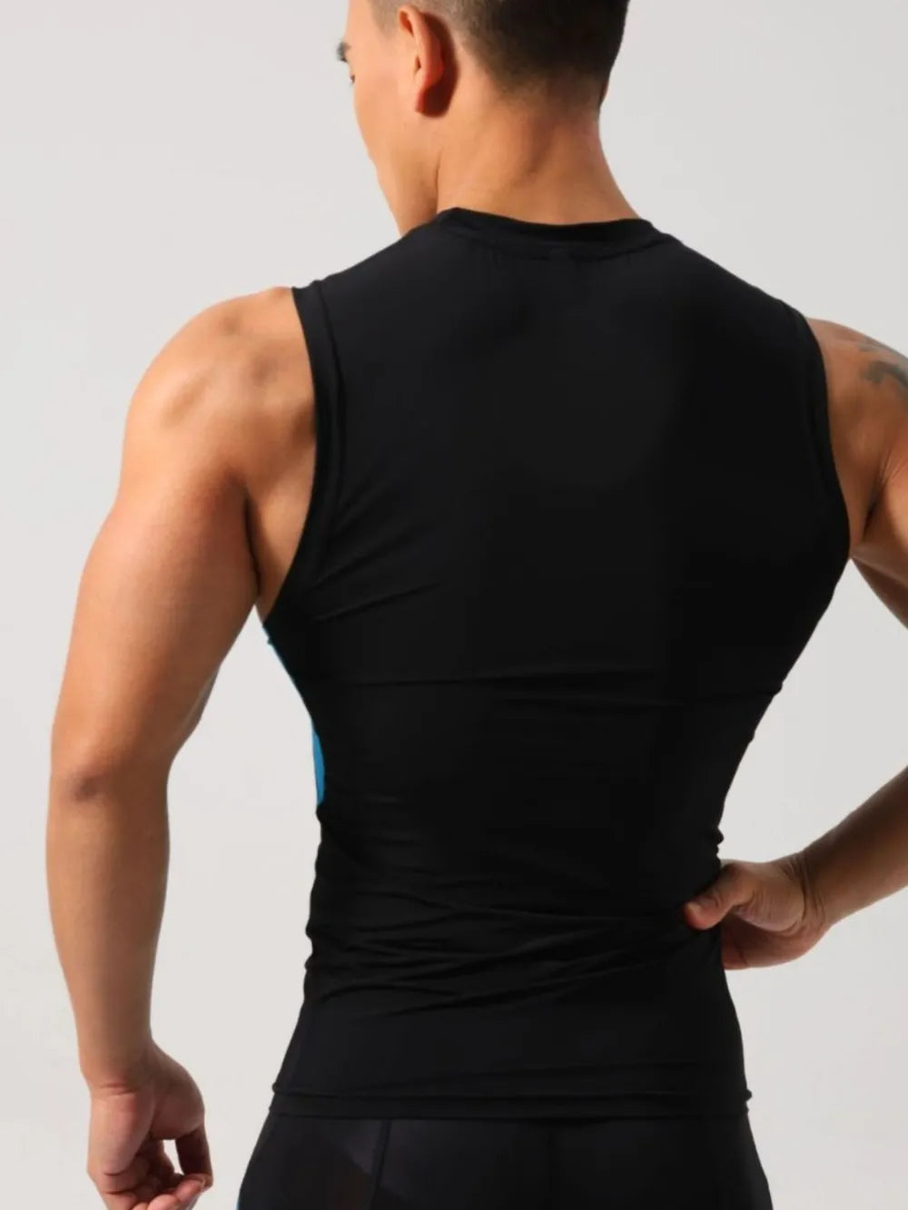 Men’s round neck athletic tank top – Back view